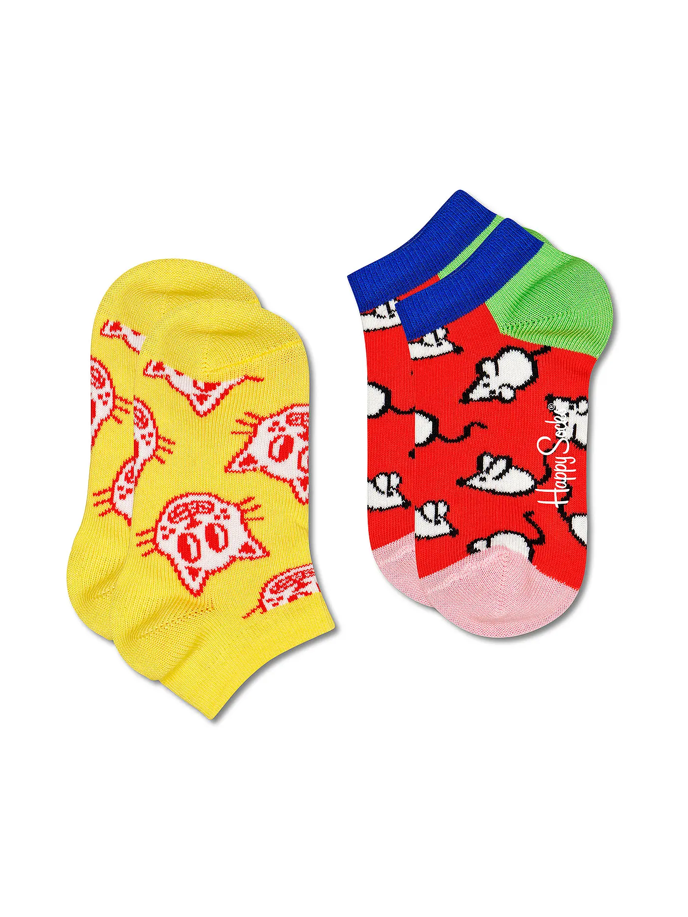 HAPPY SOCKS | Kinder Sneaker Socken 2-er Pkg. CAT & MOUSE yellow | 